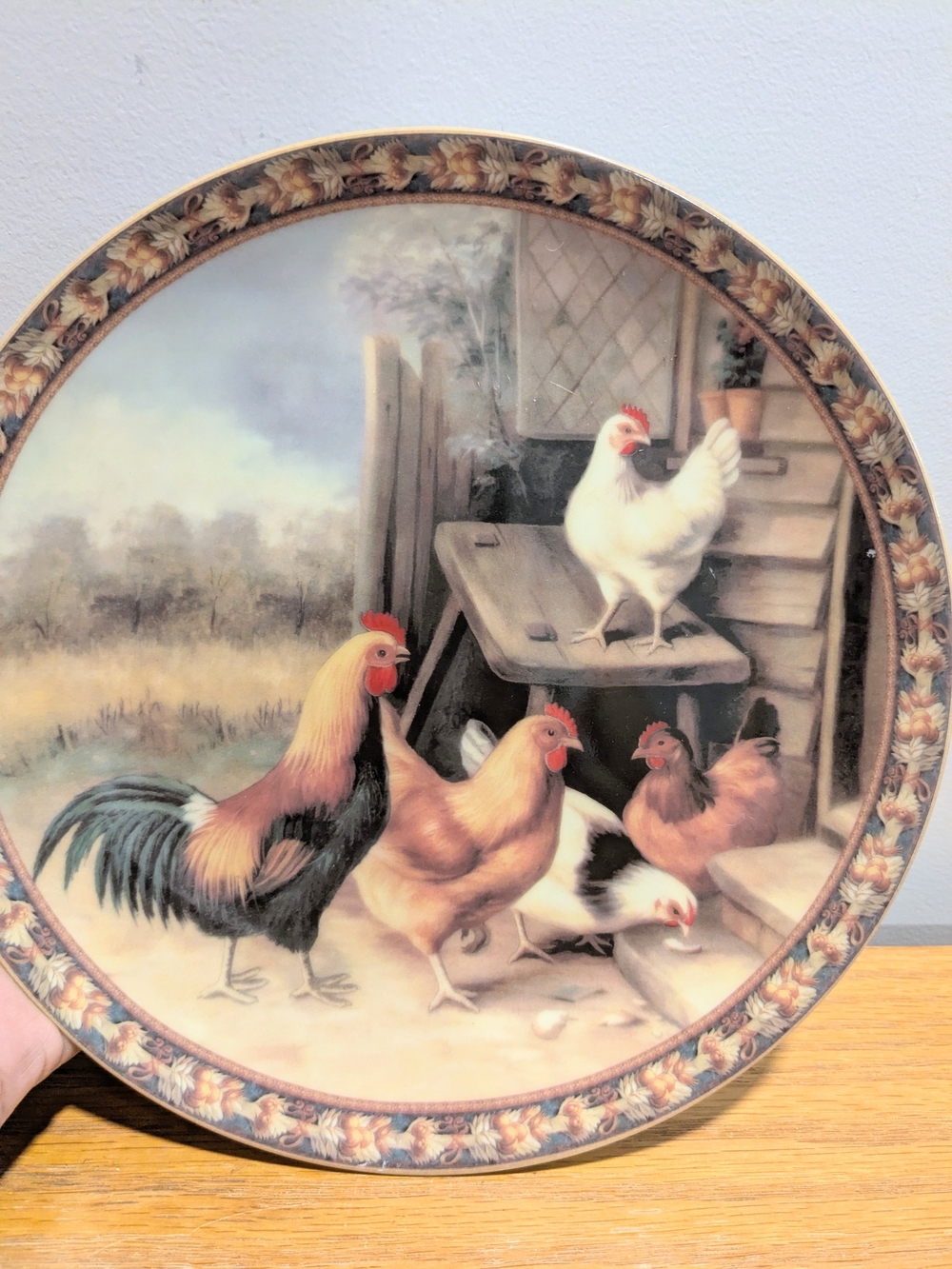 Rustic Chicken Family Decorative Plate - Multi-Color - Picture 2 of 6